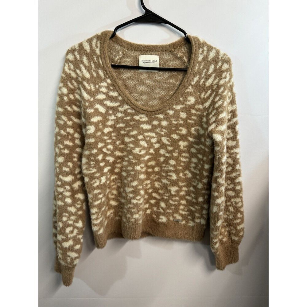 Abercrombie & Fitch Women's Soft A&F Collection Fuzzy Cheetah Sweater Size XS